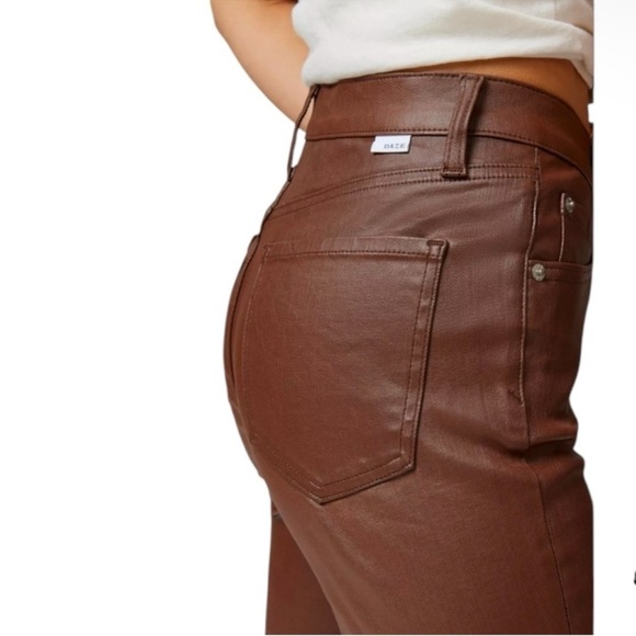 Daze Pants Size 32 Brown Faux Leather High Waist Crop Flare - Picture 3 of 11